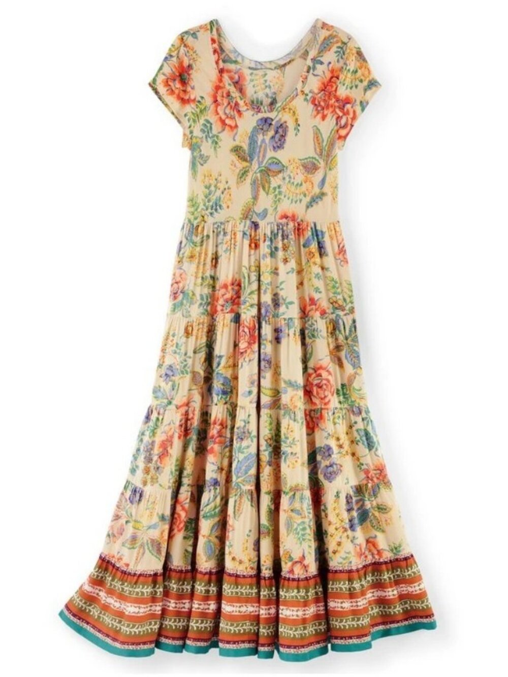 Soft Surroundings Kara Tiered Floral Casual Maxi Dress Size 2X Multicolor Boho